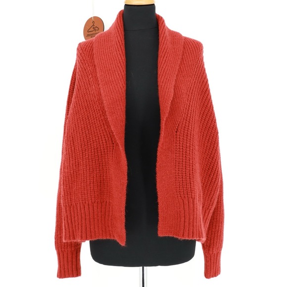 Lulus Sweaters - Lulus Impressive Comfort Red Chunky Open-Front Knit Shawl Collar‎ Cardigan XS